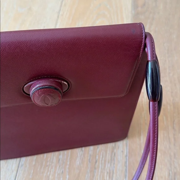 Authentic Vintage Cartier Must de Cartier Burgundy Leather Shoulder Bag